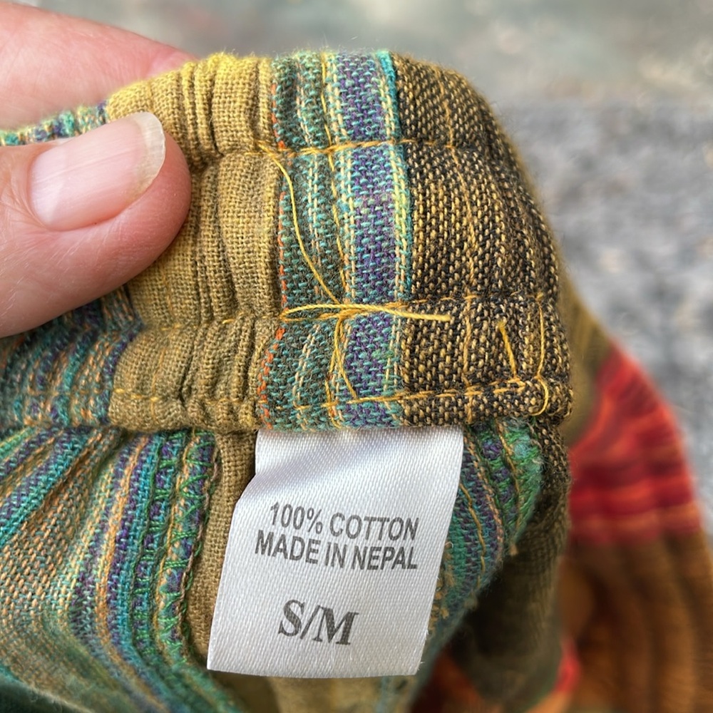From Nepal, Patchwork, Cotton Pants With Cargo Zi… - image 3